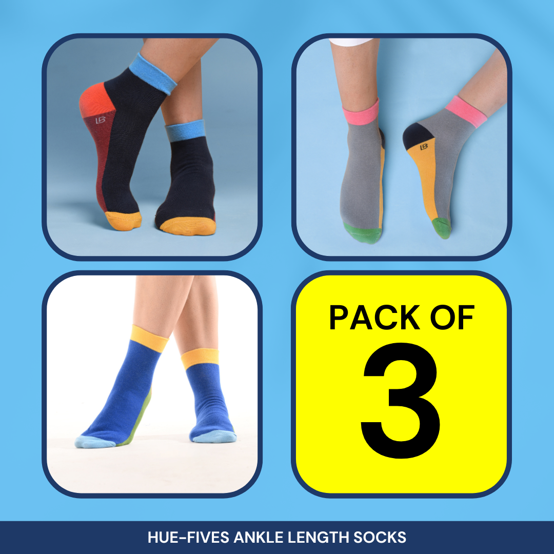 Pack of 3 - Hue Fives - Ankle Length Socks