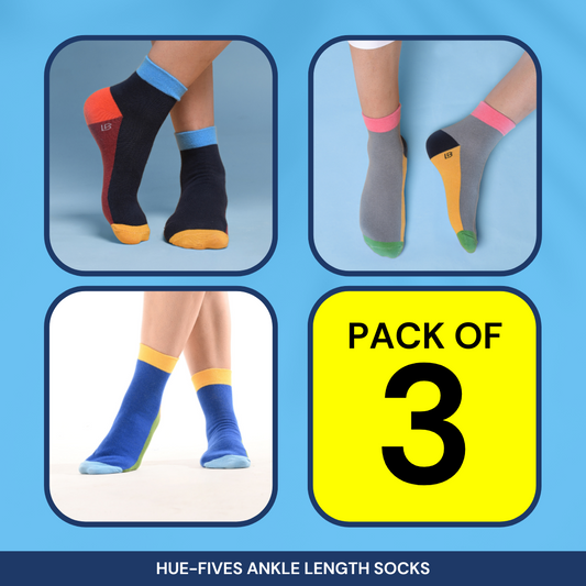 Pack of 3 - Hue Fives - Ankle Length Socks